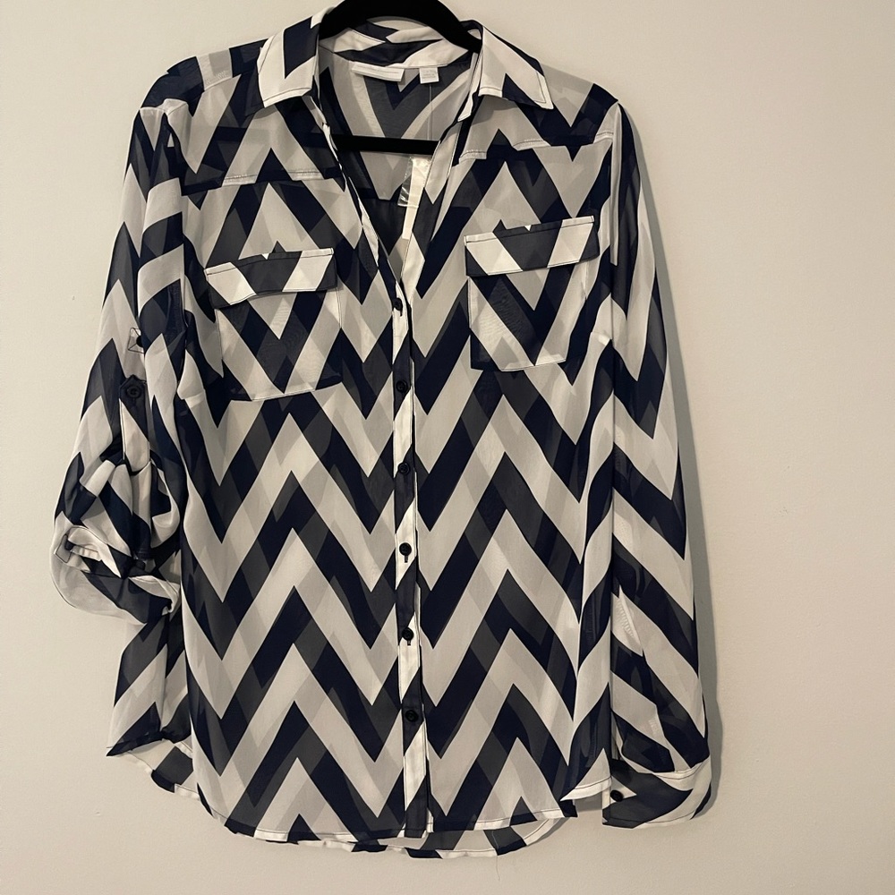 New York & Company Stripped Navy and White shirt